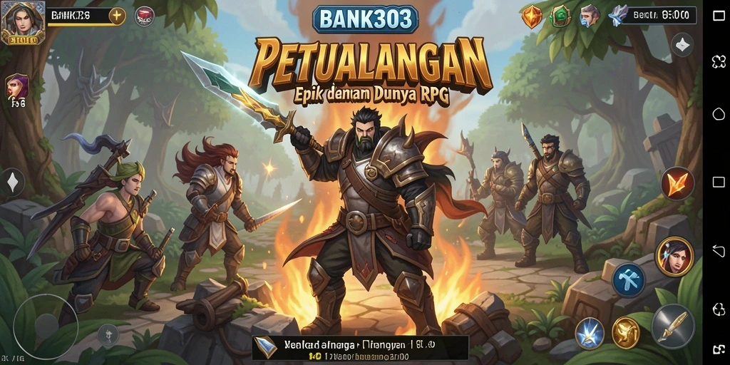 Screenshot gameplay BANK303 menampilkan pertarungan epik antara karakter dan monster.