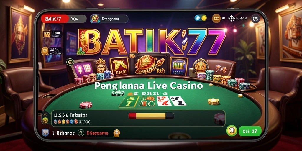 Screenshot utama BATIK77 menampilkan dealer langsung dalam sesi permainan.