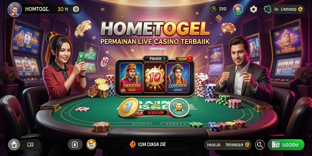 Tangkapan layar menunjukkan gameplay menarik dan dealer profesional di HOMETOGEL.