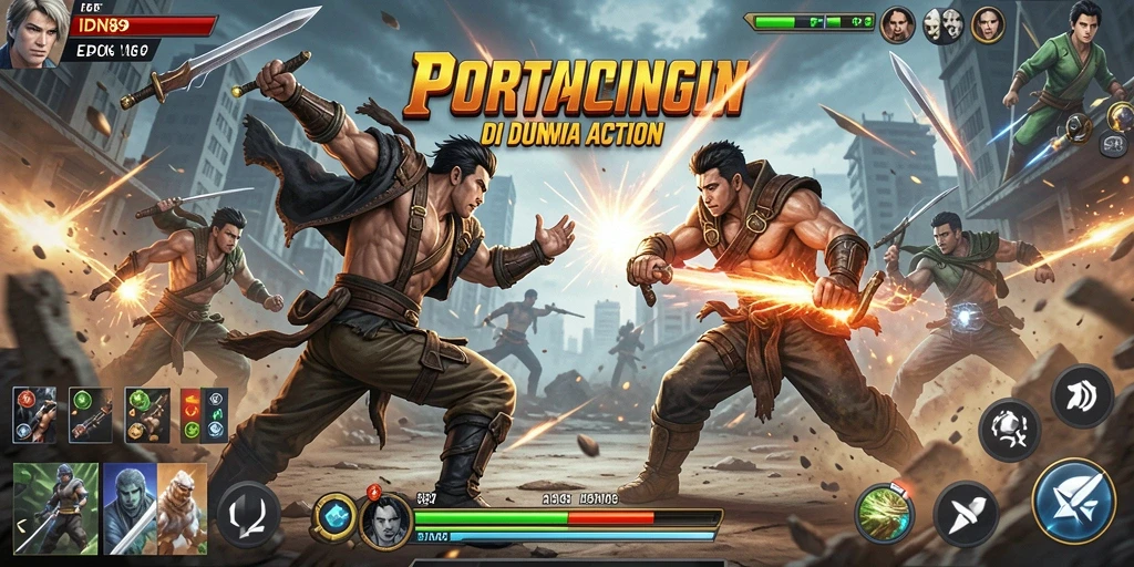 Tampilan gameplay action IDN89 dengan pertarungan seru.