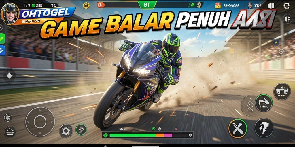 Tampilan gameplay OHTOGEL yang mendebarkan saat balapan motor.