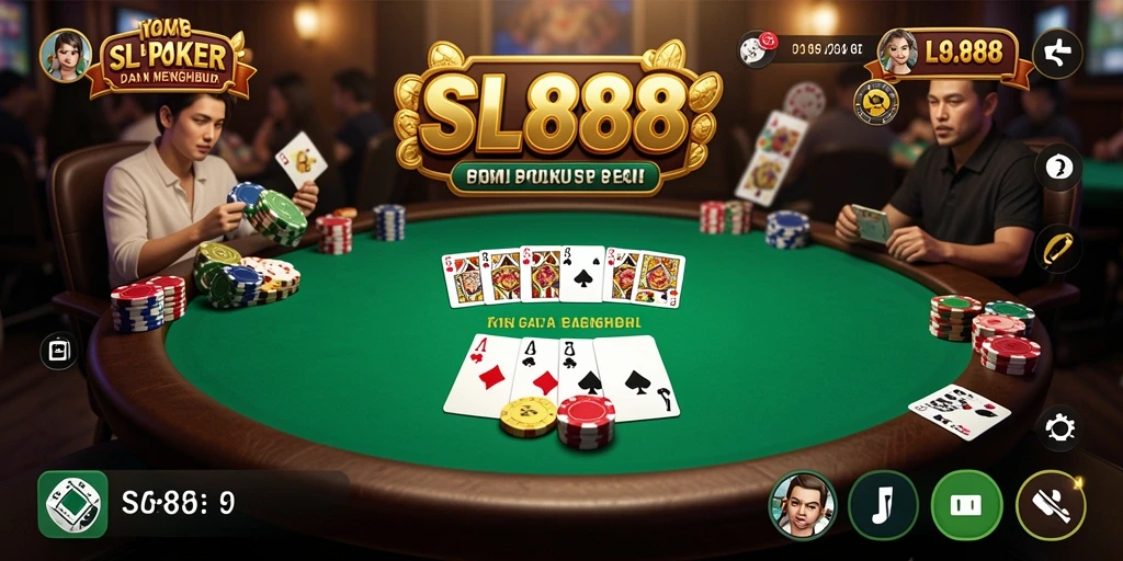 Tangkapan layar gameplay SL888 yang menampilkan aksi Poker yang seru.