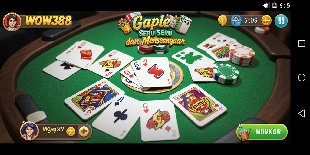 Tampilan gameplay Gaple yang seru dan interaktif di WOW388.